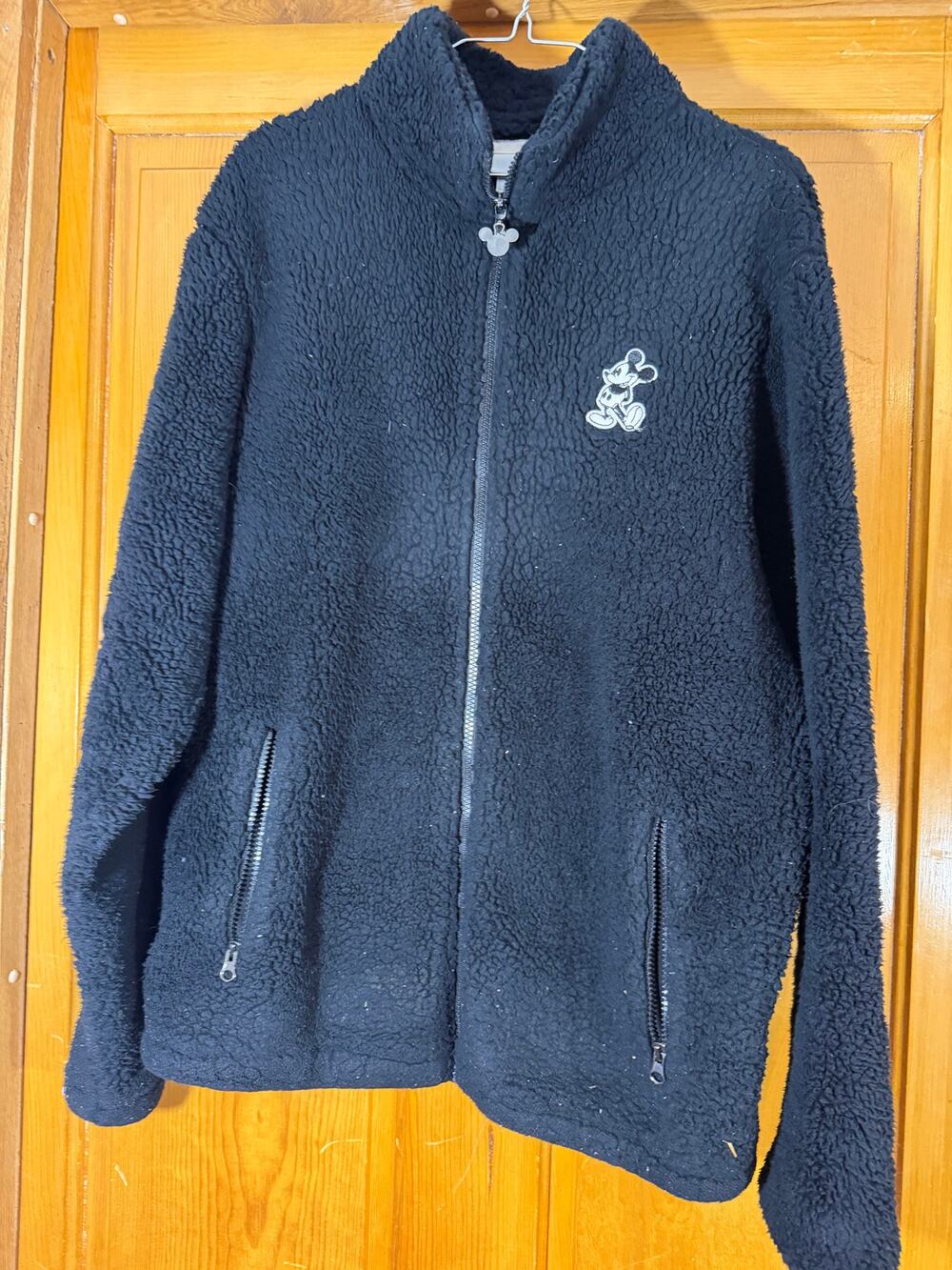 Walt Disney World Jacket Womens Medium Black Full Zip Sherpa Fleece Mickey Mouse